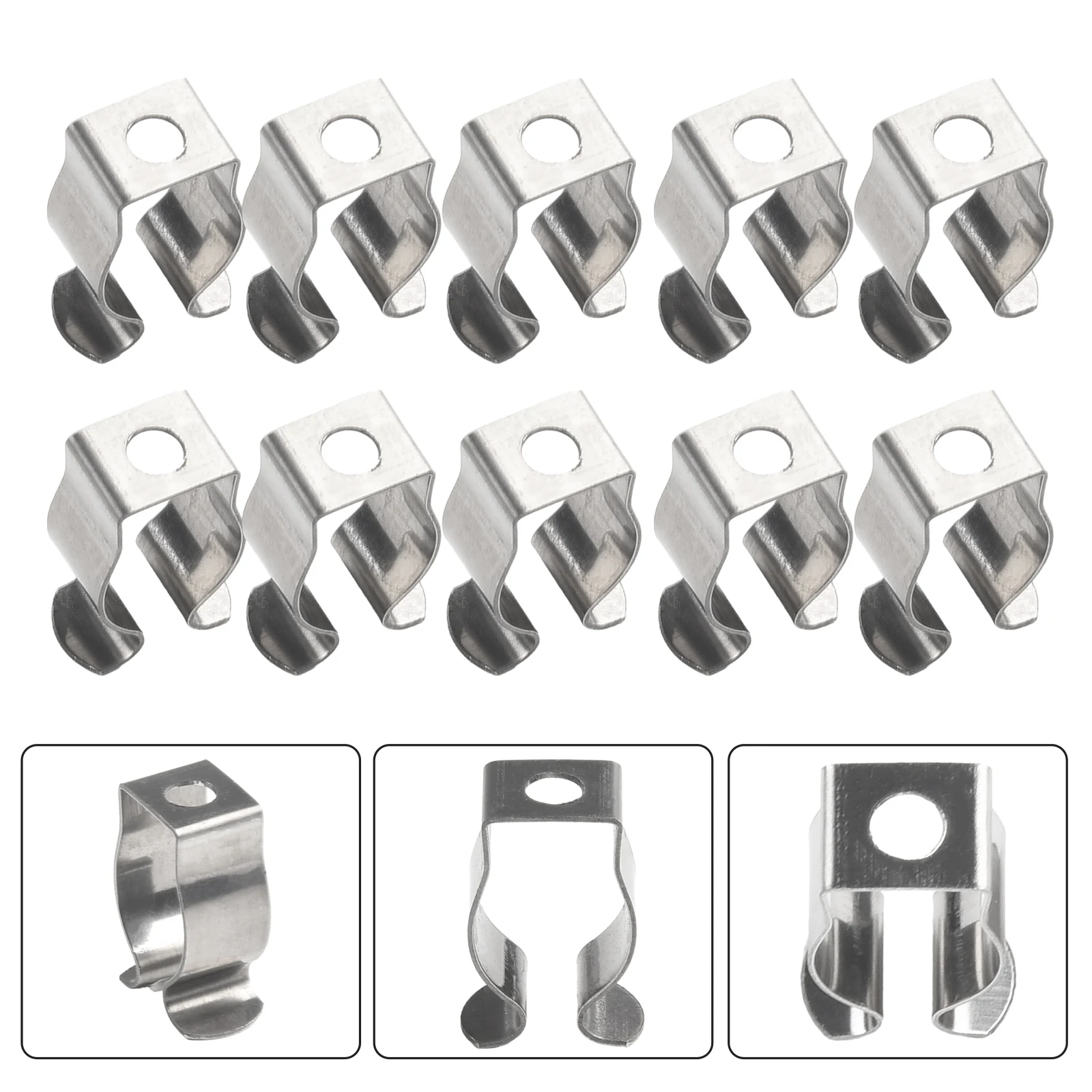 10pcs Spring Terry Clips Stainless Steel Narrow Base Tools 6mm-28mm Heavy Duty Tools Storage Hangers For Garages Sheds Hardwares