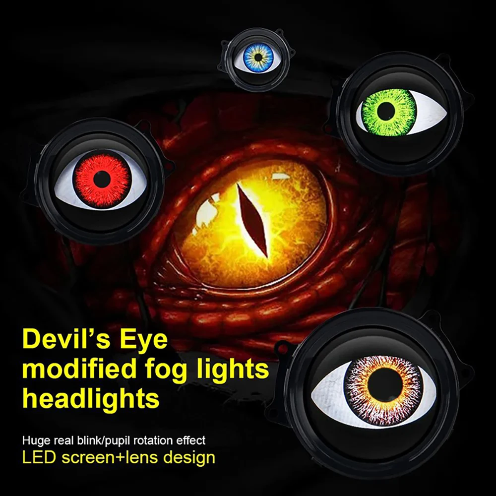 3-inch Remote Control Eyes Retrofit 12-36V Devil's Eye 33 Mode LED Car Dynamic Lights Kits Headlight Car Moto Decorative