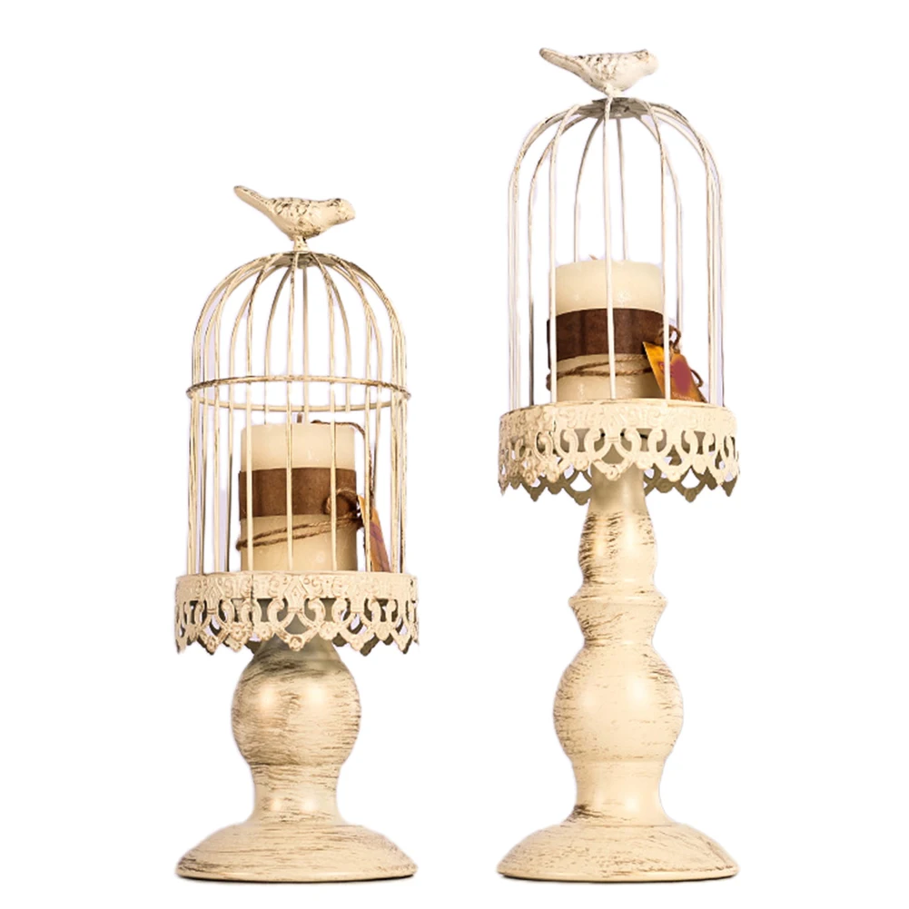 

Retro Bird Cage Candle Holder Metal Iron Art Candlestick Luxury Romantic Wedding Party Home Tables Centerpieces Decoration Craft