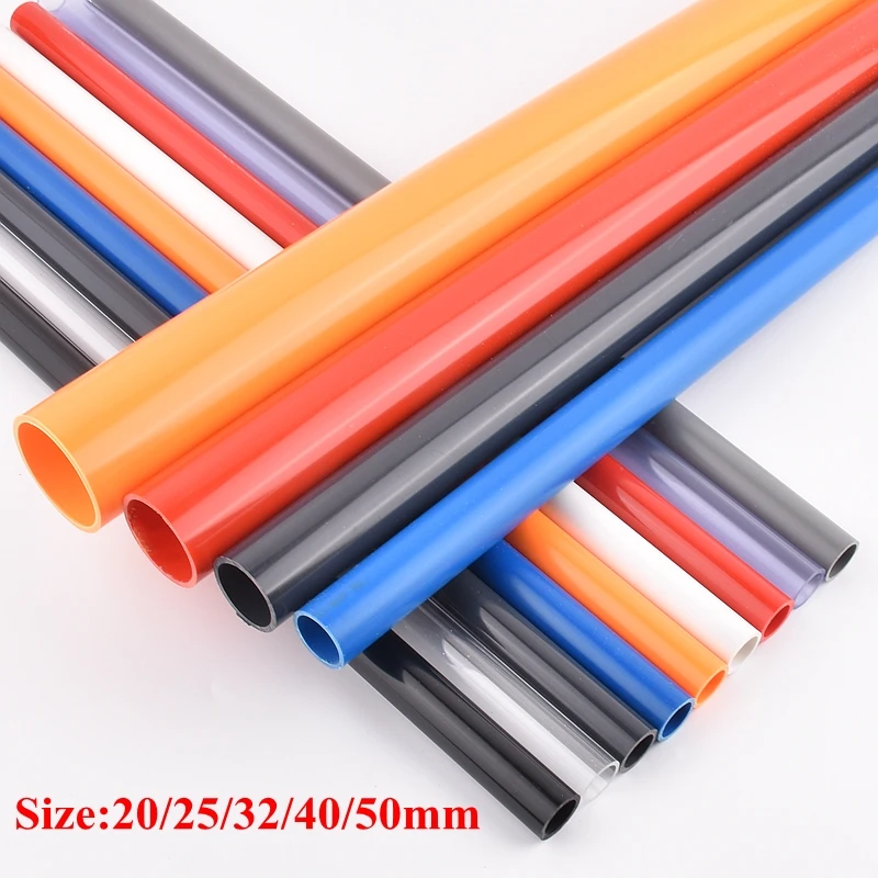 PVC Acrylic Pipe 9 Colors Outer Dia 20~50mm Aquarium Fish Tank Tube Garden Home Irrigation System Aquaculture 49~50cm Water