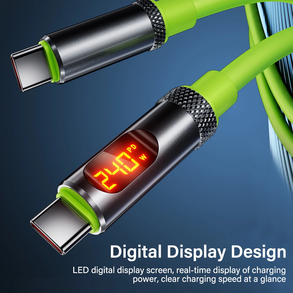 High-Speed Type C to Type C Digital Display Charging Cable, 240W/100W Power Delivery