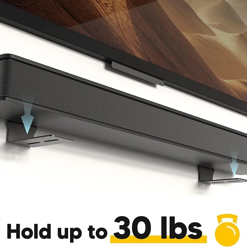 Suixing Staffa Per Soundbar Universale, Parete Anti-Caduta, Max 13.6 Kg, Kit Hardware Incluso, Nero, 12x5x6 Cm