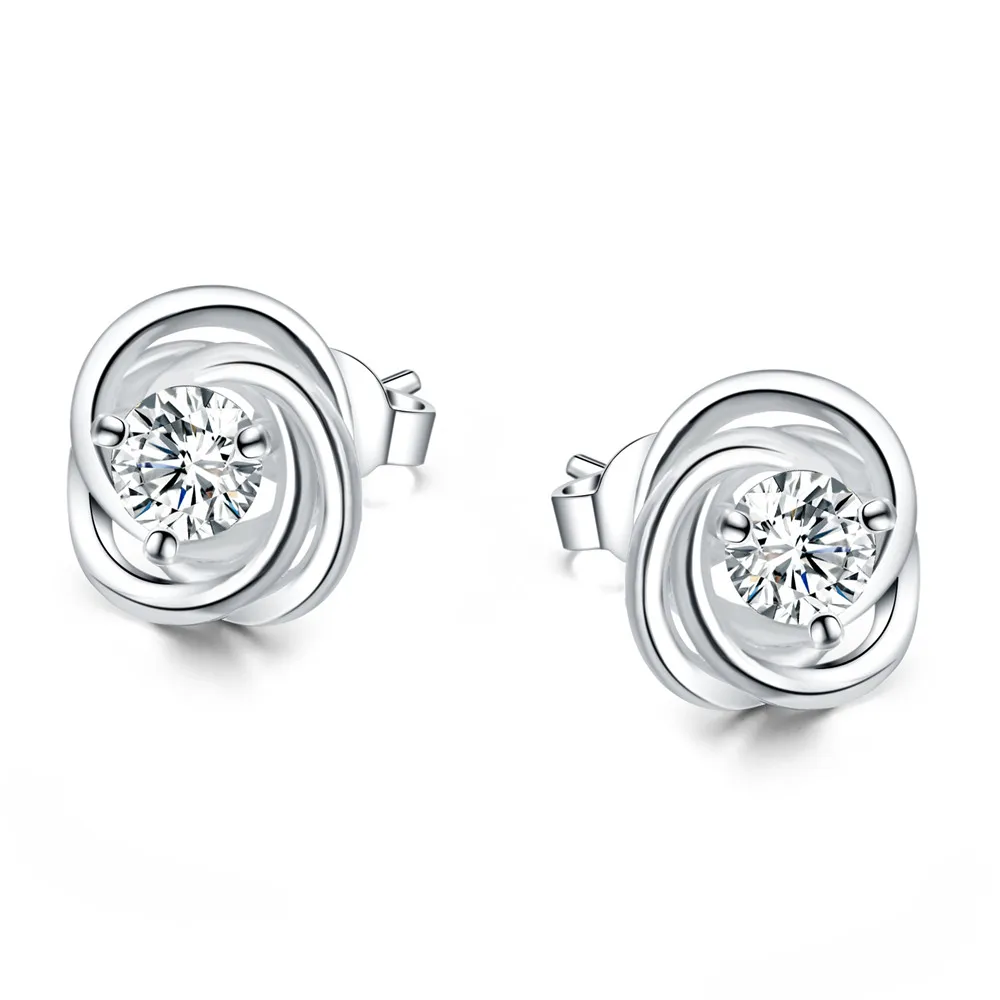 

925 Sterling Silver Geometric Aaa Zircon Earrings High Quality Charm Women Fashion Charm Jewelry Wedding Party Gift