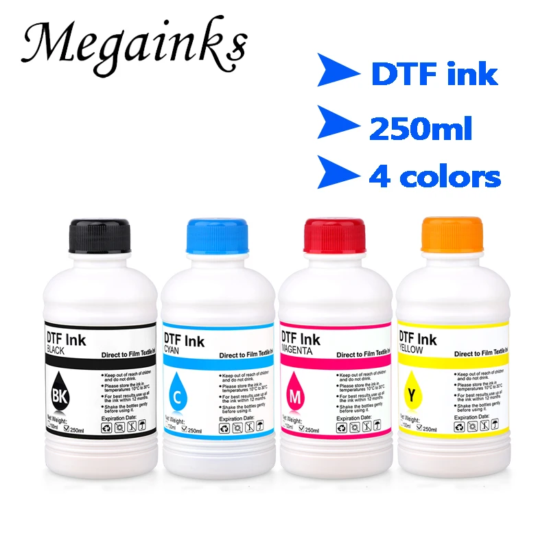 Kit de Tinta Dtf para Filme de Transferência Direta Filme Pet Todos os Desktop Formato Grande Impressora Dtf 1bk 1c 1m 1y 2wh 250ml Pcs
