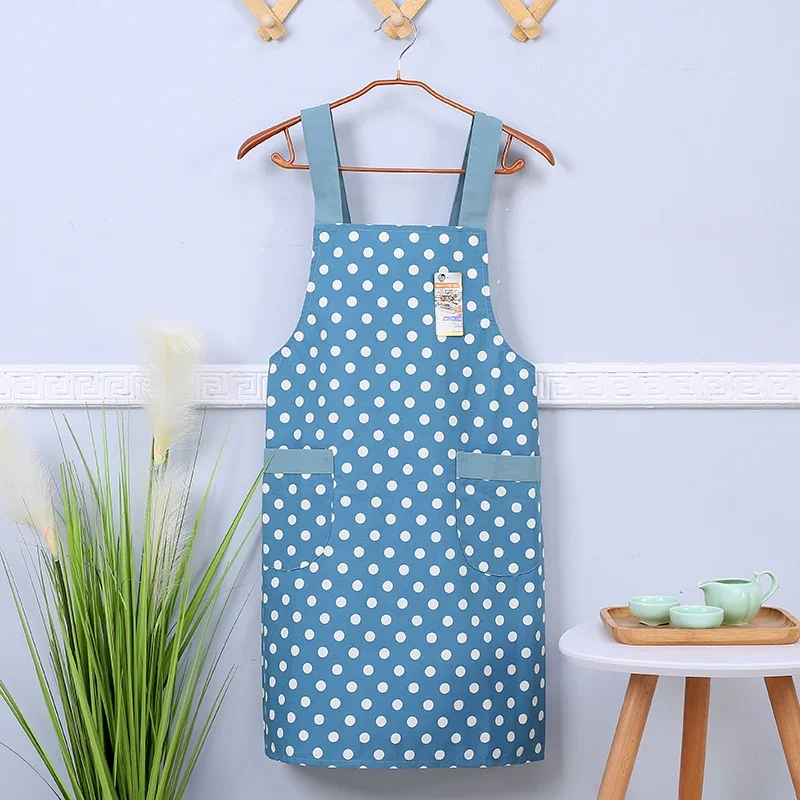 Small Fresh Striped Polka Dot Japanese Style Cotton Fabric Apron Kitchen Home Work Clothes Half Vest Apron