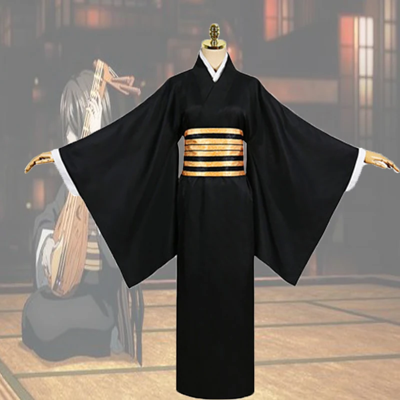 

Anime Demon Slayer Kimetsu No Yaiba Nakime Cosplay Costumes Kimono Sets Outfits Black Performance Uniforms Full Set