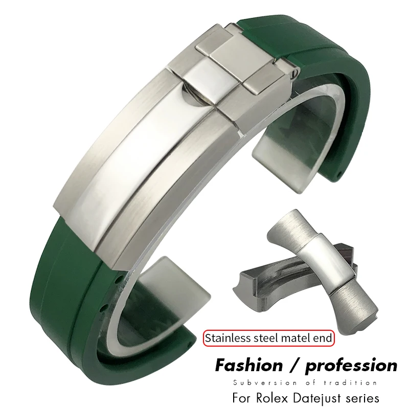 Cinturino In Silicone Di Gomma Da 20Mm 21Mm Per Rolex Datejust 41Mm Fibbia Regolabile Scorrevole Cinturino Per Orologio Personalizzato Grande Piccolo 