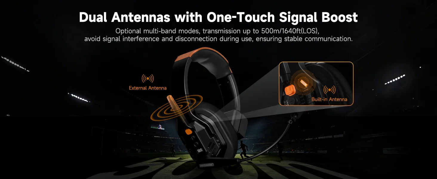 Seekcom S1 2.4GHz Wireless Intercom System with AI/ENC Noise Reduction,500M dist