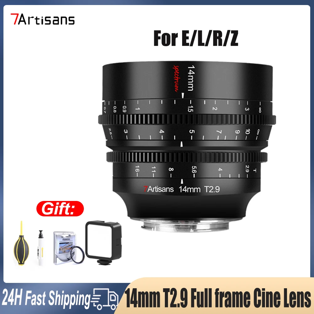 7 Artigiani 14Mm T2.9 Grande Apertura Full Frame Messa A Fuoco Manuale Lenti Cine Per Sony E Zve10 Canon Rf R5 Nikon Z Leica Sigma