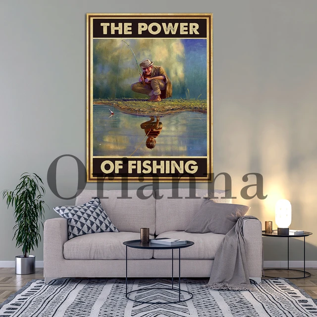The Power Of Fishing Canvas Poster, Old Man and Little Boy Water Reflection  Mirrior Wall Art, Vintage Fishing Wall Decor Print - AliExpress