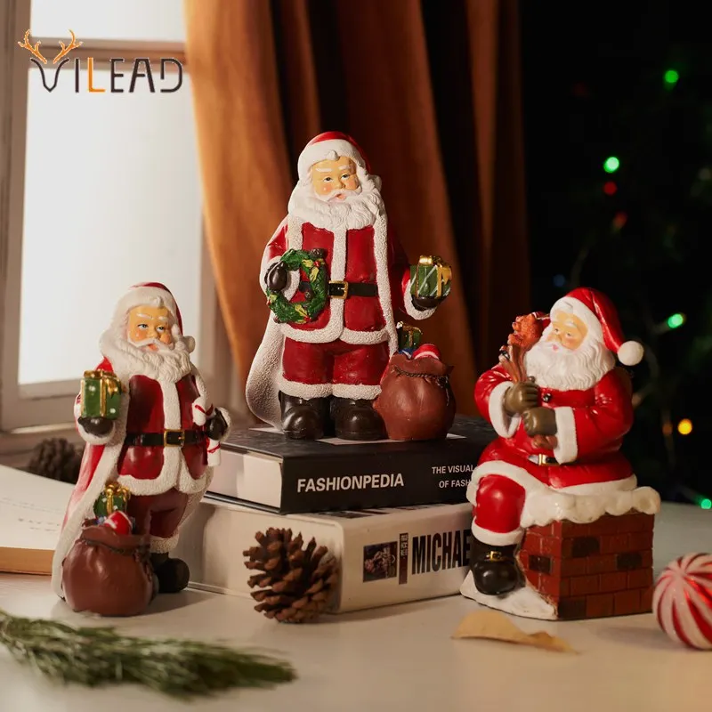 

Vilead, рождественские украшения, скульптура Санта Клауса, коллекции, Рождественский домашний декор, аксессуары для интерьера, зимний камин для гостиной