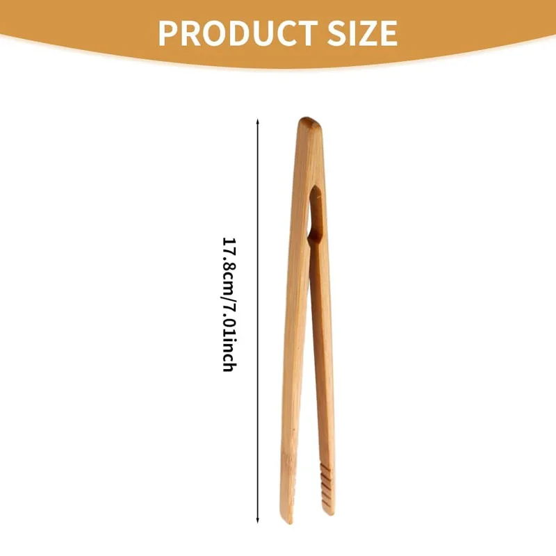 2Pcs Bamboo Wooden Food Toaster Tongs Bamboo Tongs Tea Clip Natural Tweezers for Toast Pickles Tea Cooking Kitchen