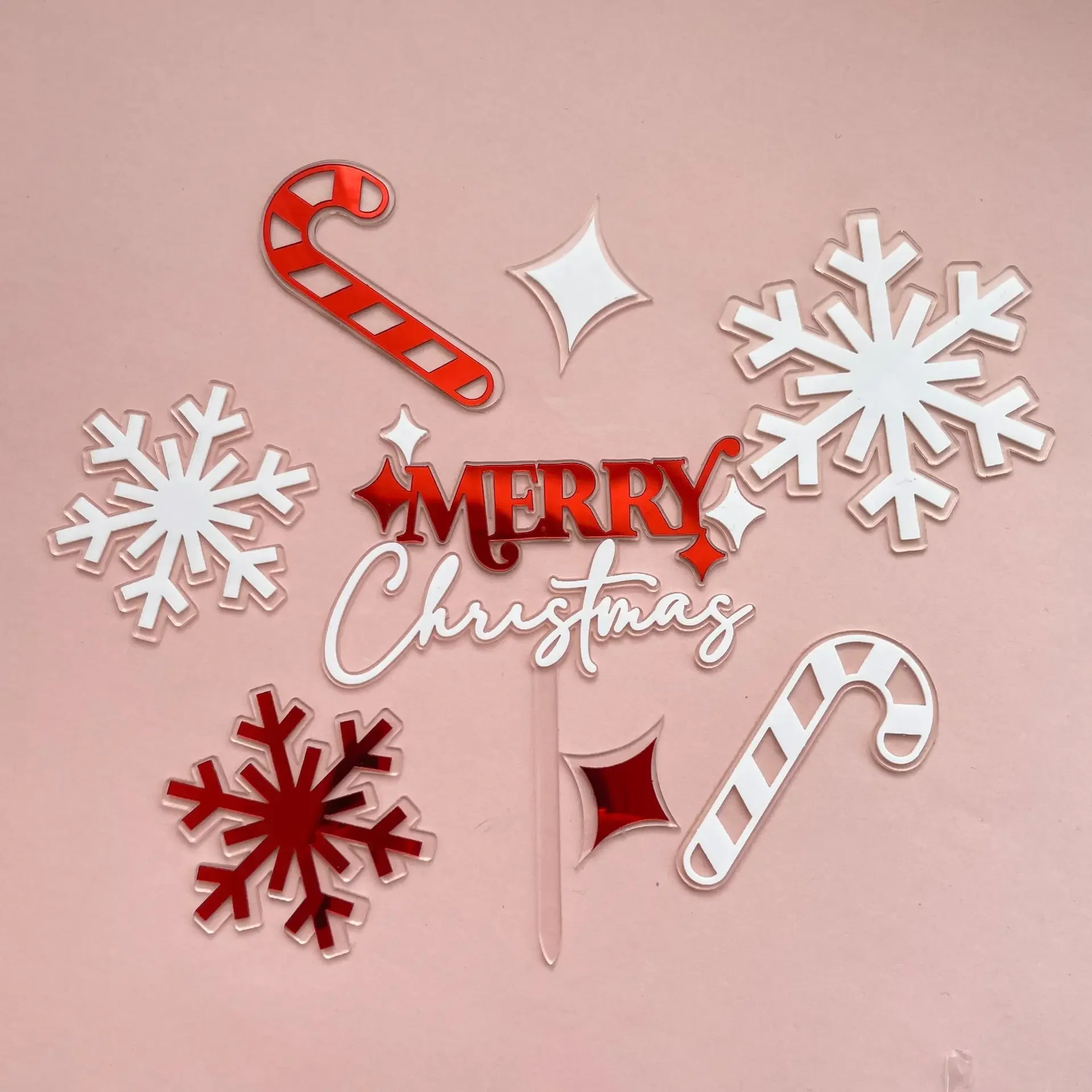 Acrylic Merry Christmas Cake Decoration Snowflake Cane Topper HOHOHO Party  Supplies Baking Decorating Tools - AliExpress