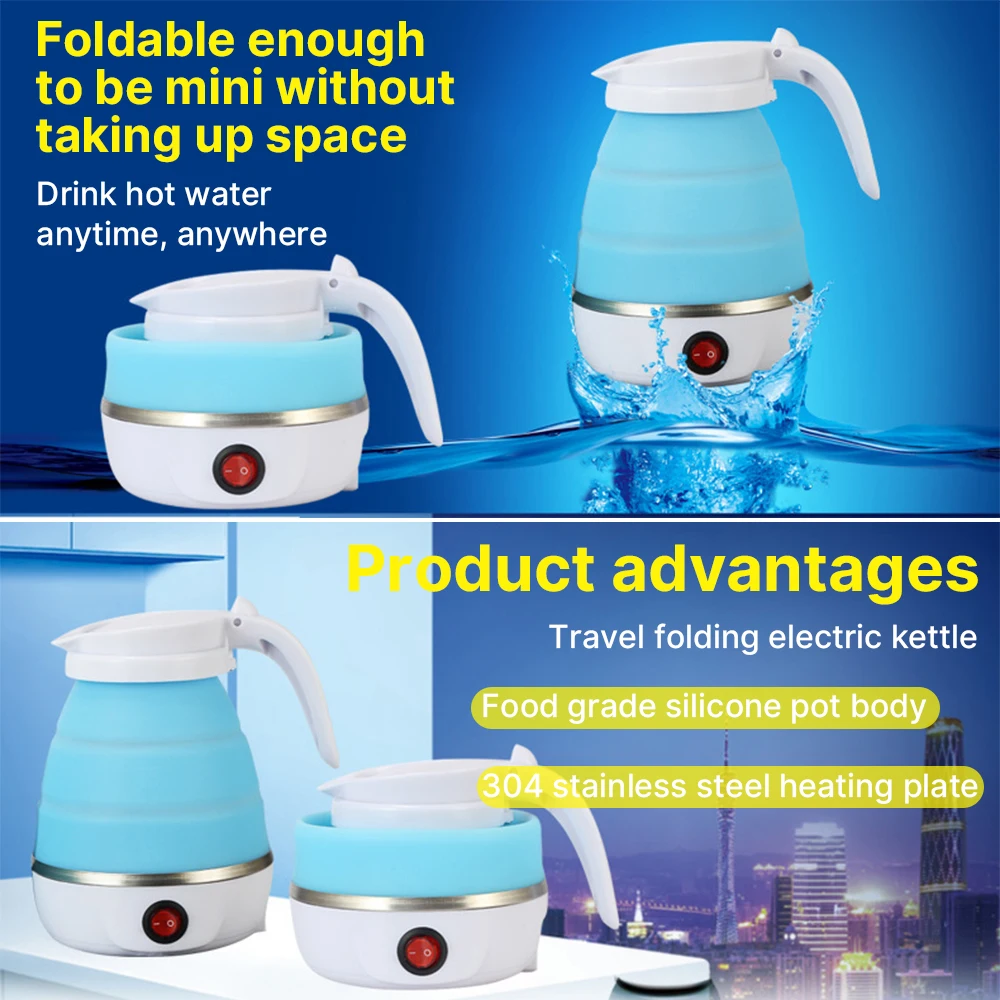 

Silicone Water Kettle Mini Folding Water Boiler Electric Kettles Portable Travel Coffee Milk Heated Tourist Teapot