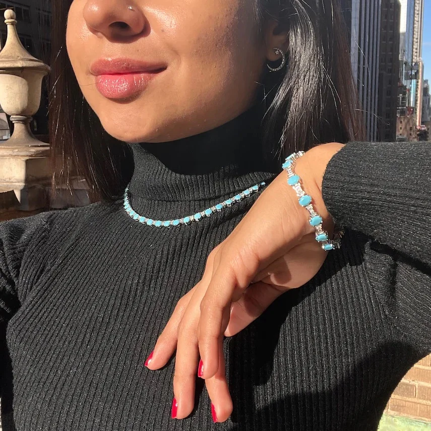 Summer Hot Selling 16 Inches Luxury Women Choker Clear 5A CZ Blue