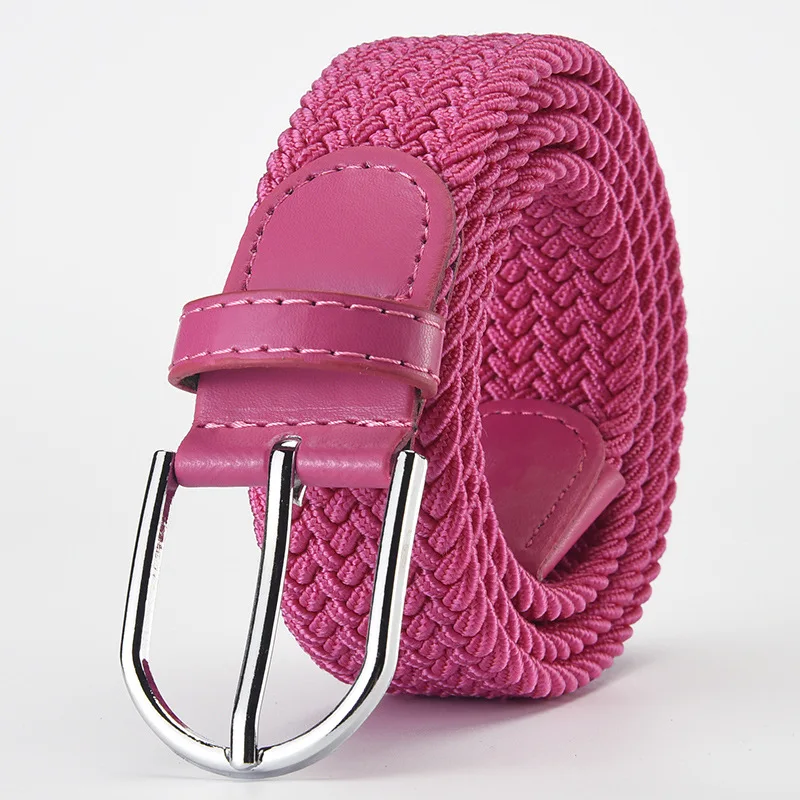3.3cmX105cm Women Men Girdle Width Casual Knitted Pin Buckle Jeans Belt Woven Canvas Elastic Expandable Stretch Waistband 105cm