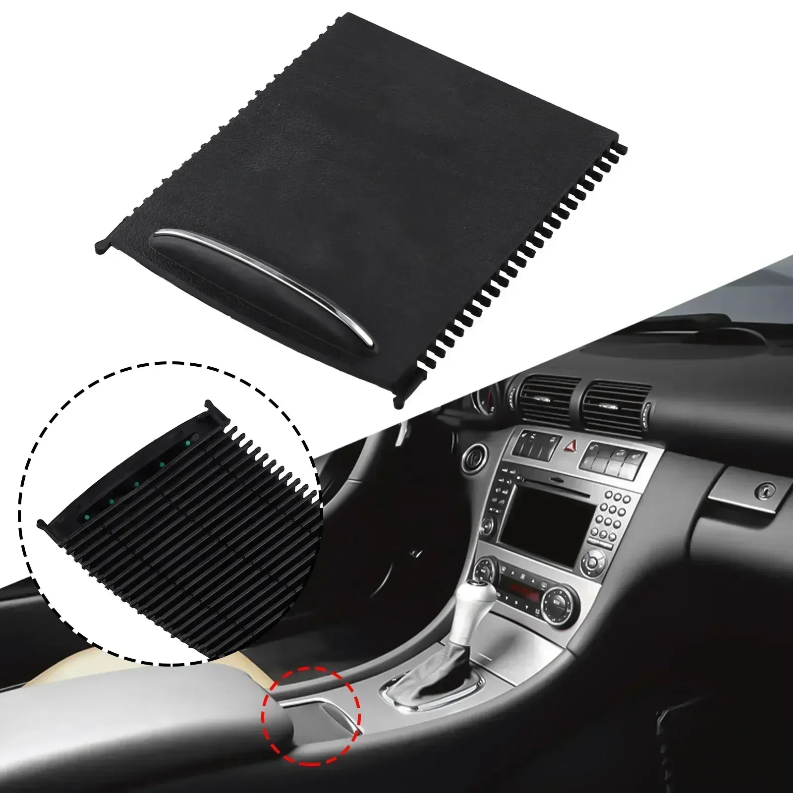 CANJPTON Compatible With Mercedes Benz C-Class W203 Car Interior Centre Console Cover Water Cup Cup Cup Holder Cover Rack Roller Blind Black 2036800123 9051