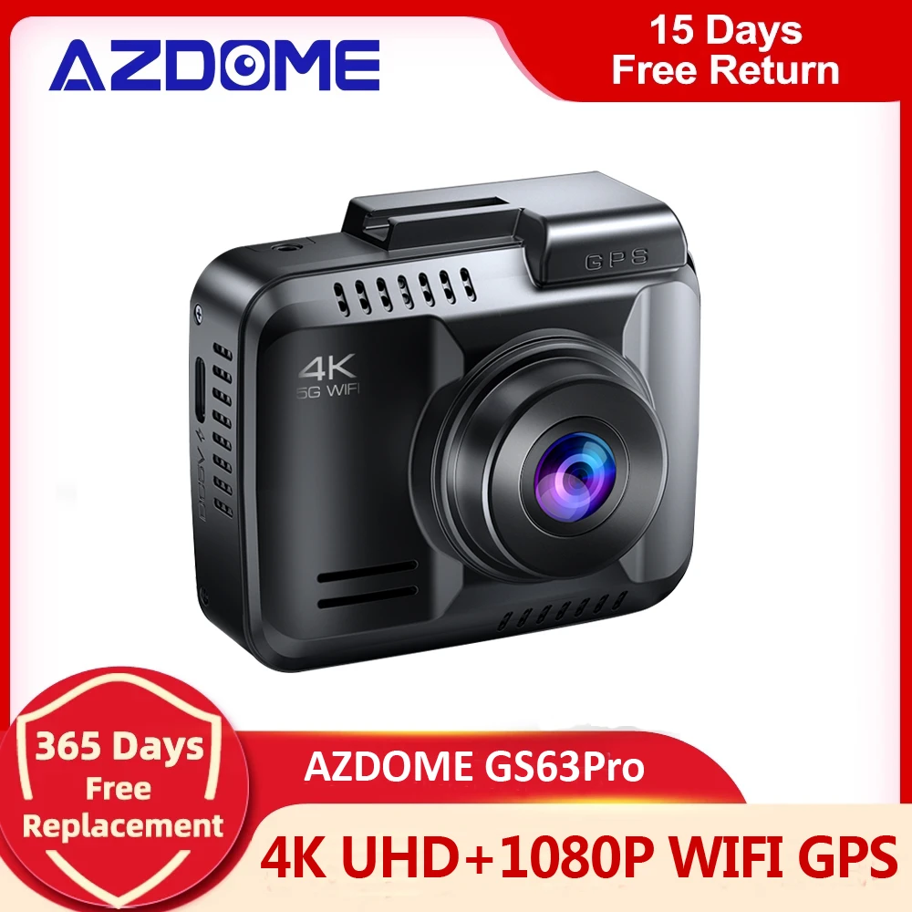 Azdome Gs63pro 4k Uhd Dash Cam 1080p Rear Camera Builtin Gps 5.8ghz