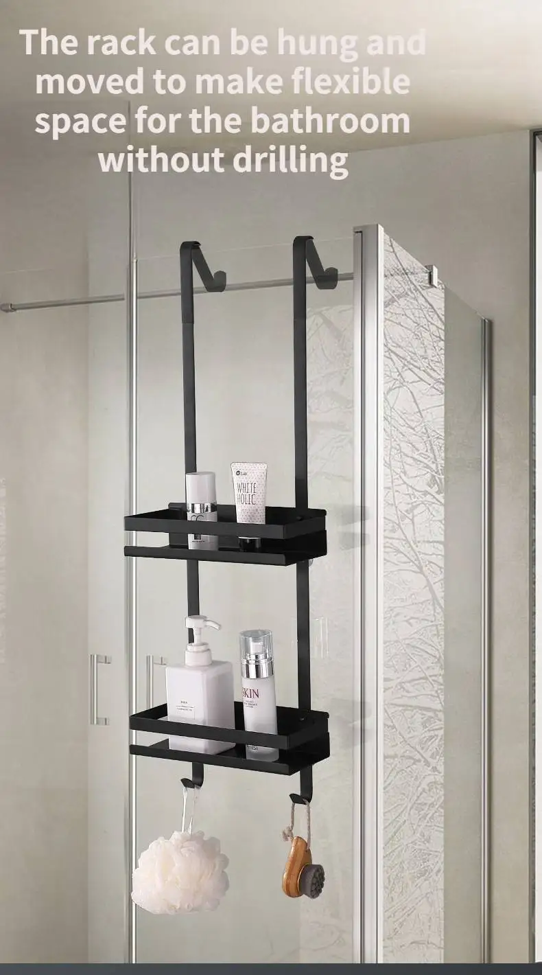 30cm Stainless steel 304 bathroom glass shelf rack bath shower holder  bathroom basket shower room suction wall shelf