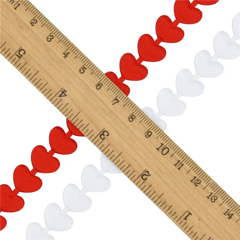 Ultrasonic Embossed Love Ribbon, Wedding Decoration, Lover Gift Wrapped Handwork, DIY Peach Heart Red Ribbon, 15mm, 5 m/Roll