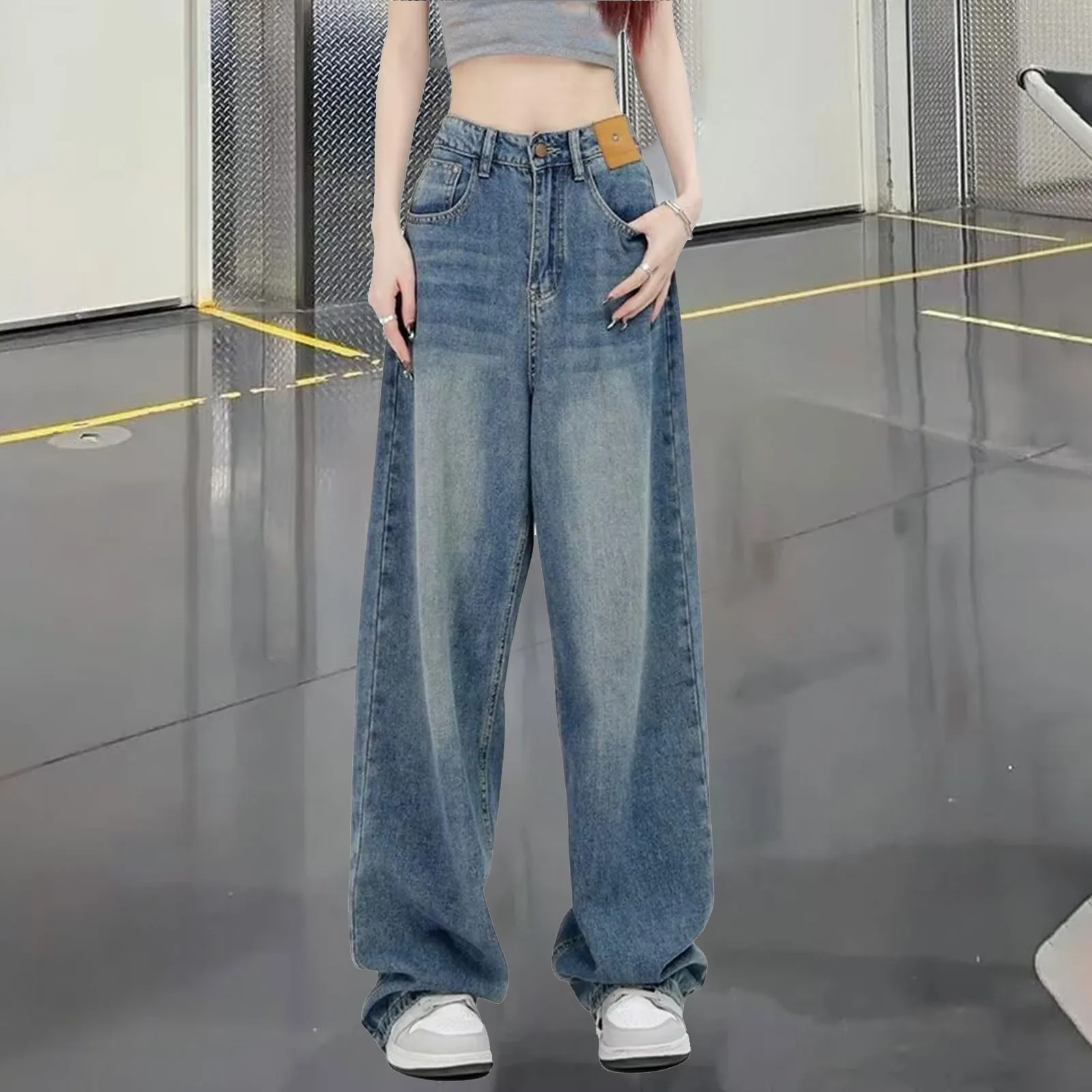 レディースジーンズ レディース服 ブルージーンズ ハイウエスト ワイド  