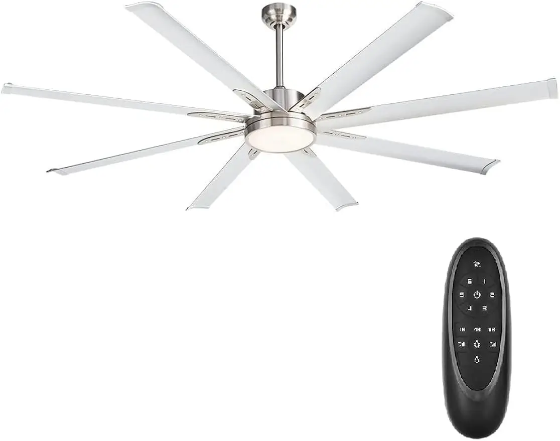 

BiGizmos 72 Inch Industrial DC Motor Ceiling Fan with LED Light, ETL Listed Damp Rated Indoor or Covered Outdoor Ceiling Fans