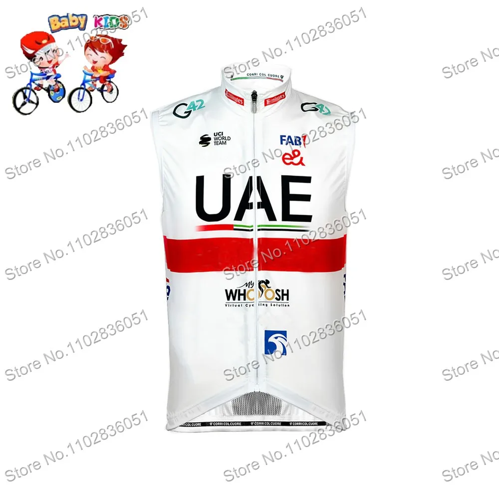 Kids UAE Team Cycling Vest Windbreaker Summer Wind Vest Boys Road Bike Jersey Sleeveless MTB Girls Bicycle Jacket Sport