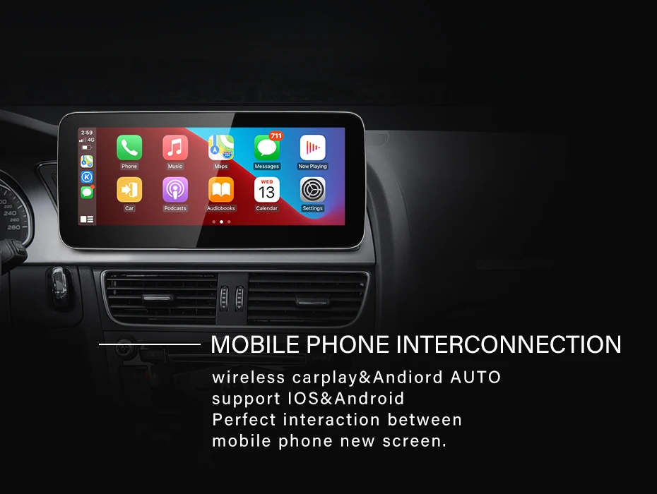Snapdragon665 Android13 Wireless AUTO Carplay For AUDI A4 A5 B8 Car Video Player