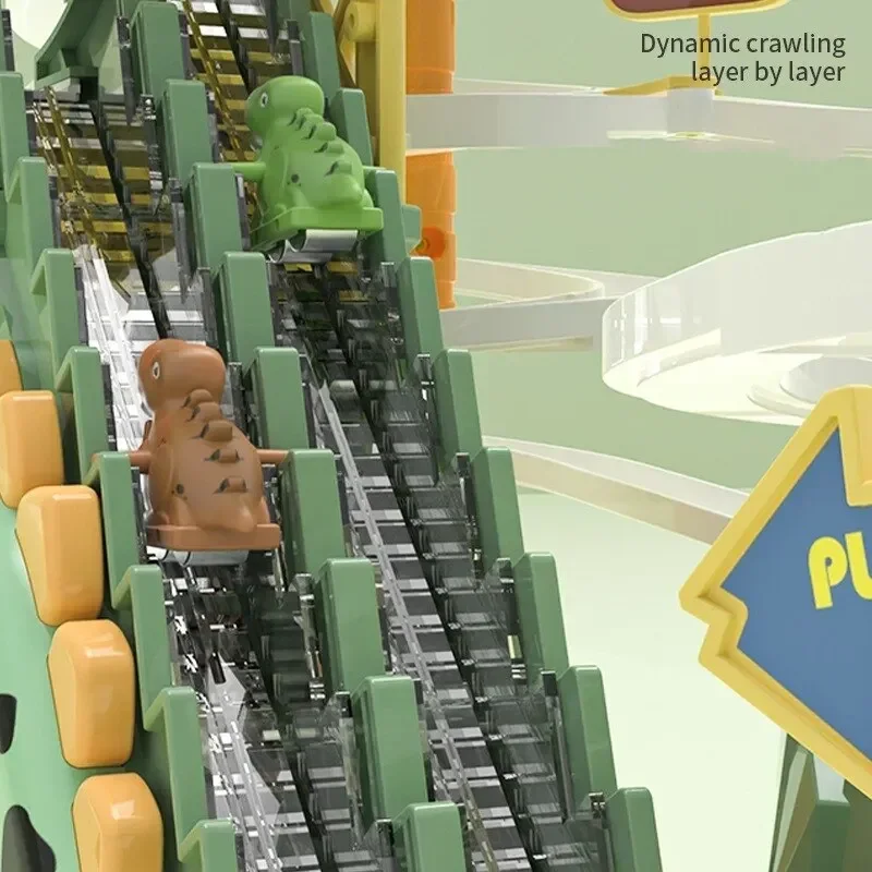 Electric Double Track Dinosaur Slide Dynamic Climbing Stairs Adventure Children Acousto Optic Educational Toy Kids Birthday Gift 4