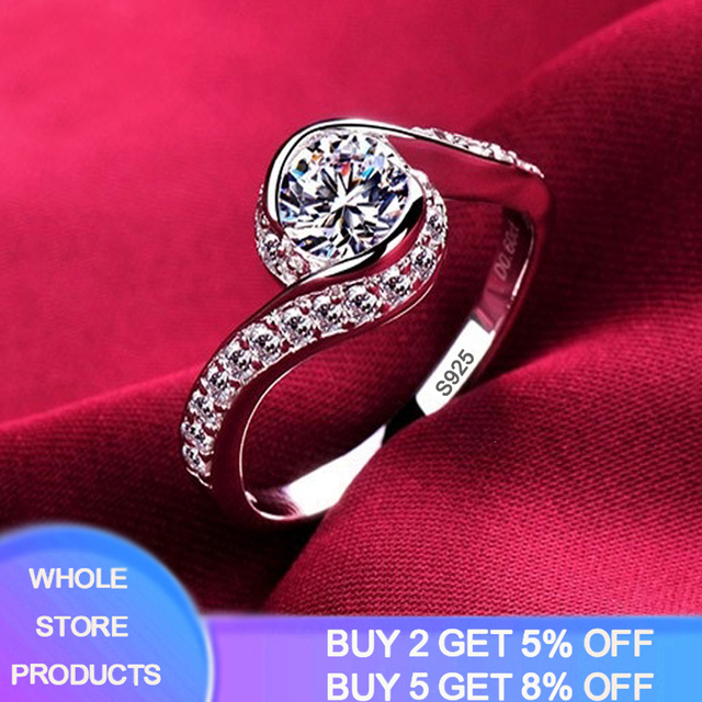Fade Luxury Original Rings For Women Engagement Gift Proposal Jewelry Bride Wedding Bands Allergy Free (Sent Earrings)