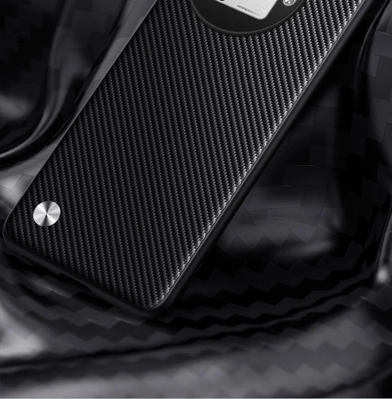 Carbon Fiber Magnetic Ring Stand Protective Case - Hard PU Back Cover
