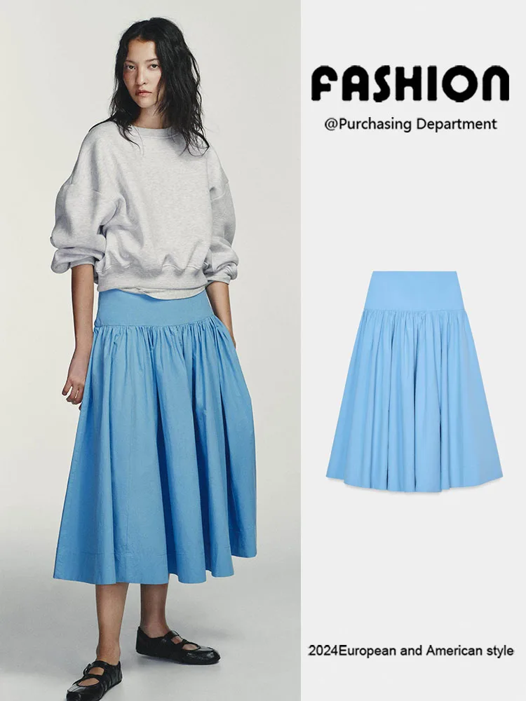 Spring New Arrival Women's Fashion High Waist Midi Skirt Versatile Slimming Fluffy Elegant Style Ladies' Premium Clothing