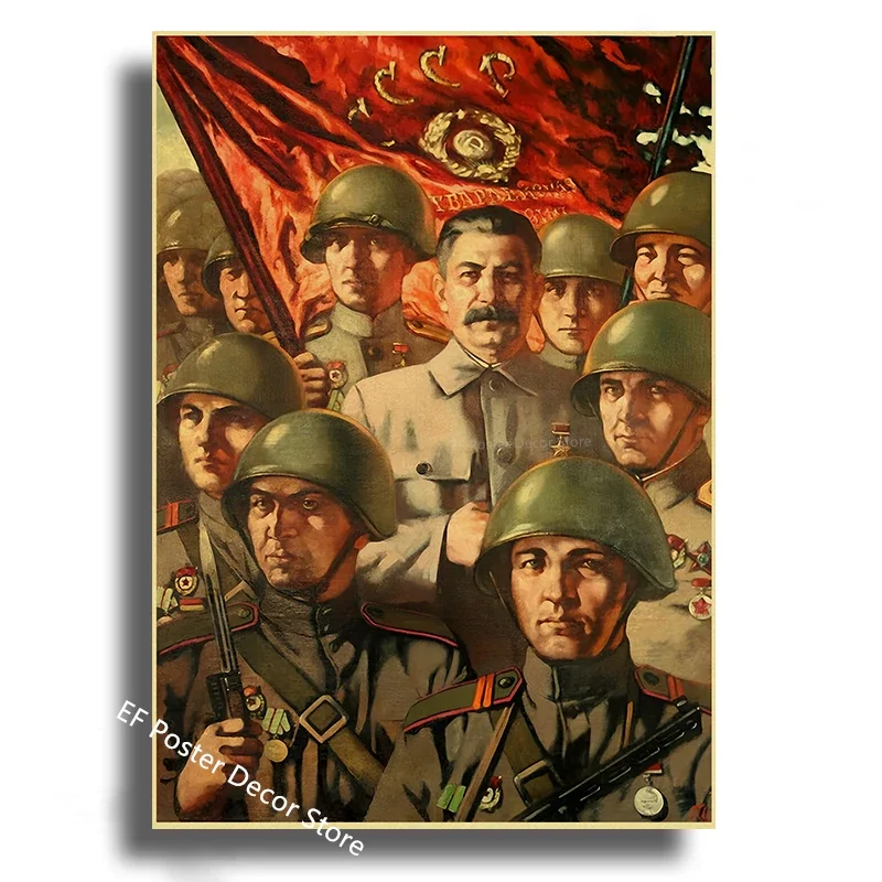 Vintage Stalin Ussr Cccp Poster Poster Aesthetic Prints And Posters Wall Art Retro Painting Home Room Cafe Club Dorm Wall Decor Peckshirt
