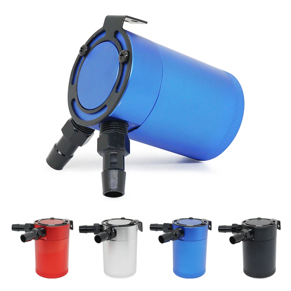Universal 300ml Oil Catch Can Compact Baffled 2-Port Aluminum Reservoir Oil Catch Tank Fuel Tank Two Hole Breathable Kettle Oil Catch Can