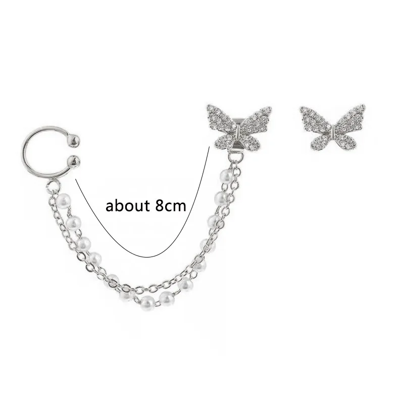 Dangle earrings Pearl earrings Butterfly earrings Crystal tassel earrings Pearl Tassel Earrings Korean Butterfly Earrings for Women Romantic Dangle Personality Party Ear Accessories
