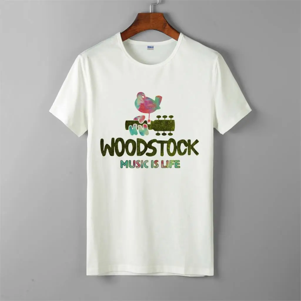 Мужская Повседневная футболка woodstock Новая Модная хлопковая с круглым вырезом и