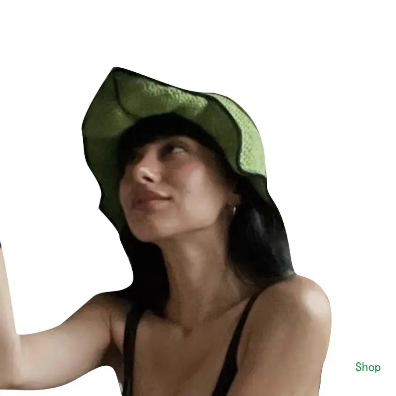 

Dropship Female Knit Hat Sweet Girls Ruffle Brim Hat Breathable Fisherman Bucket Hat