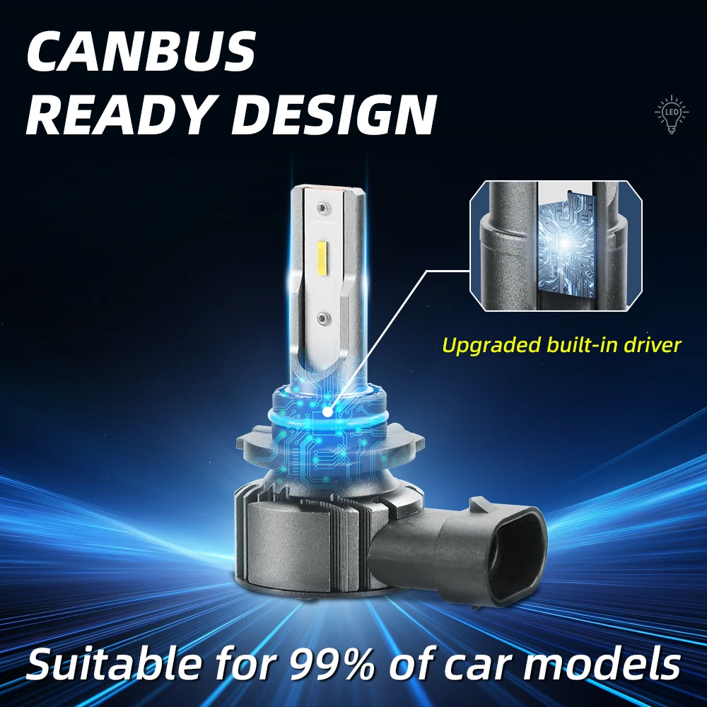 50000LM 200W H8 H9 H11 LED CANbus 9005 HB3 9006 HB4 LED 헤드라이트 터보 자동차 안개등 6500K 화이트 플러그 앤 플레이 IP68 방수