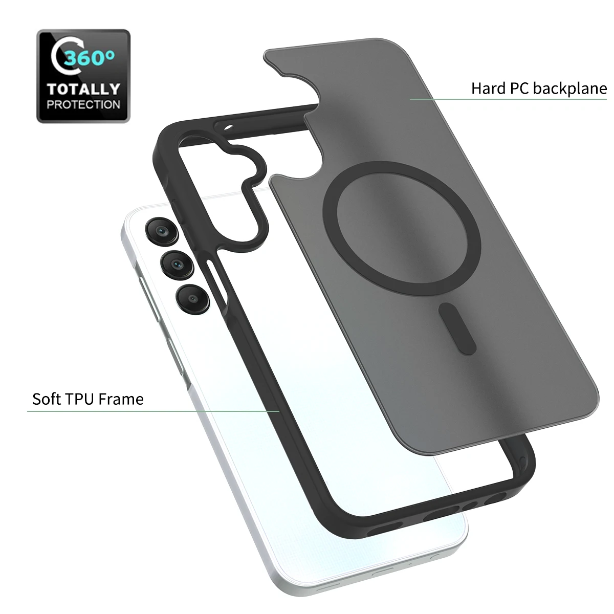 MagSafe-Compatible Silky Smooth Touch Shockproof Wireless Charging Case - TPU/PC Material