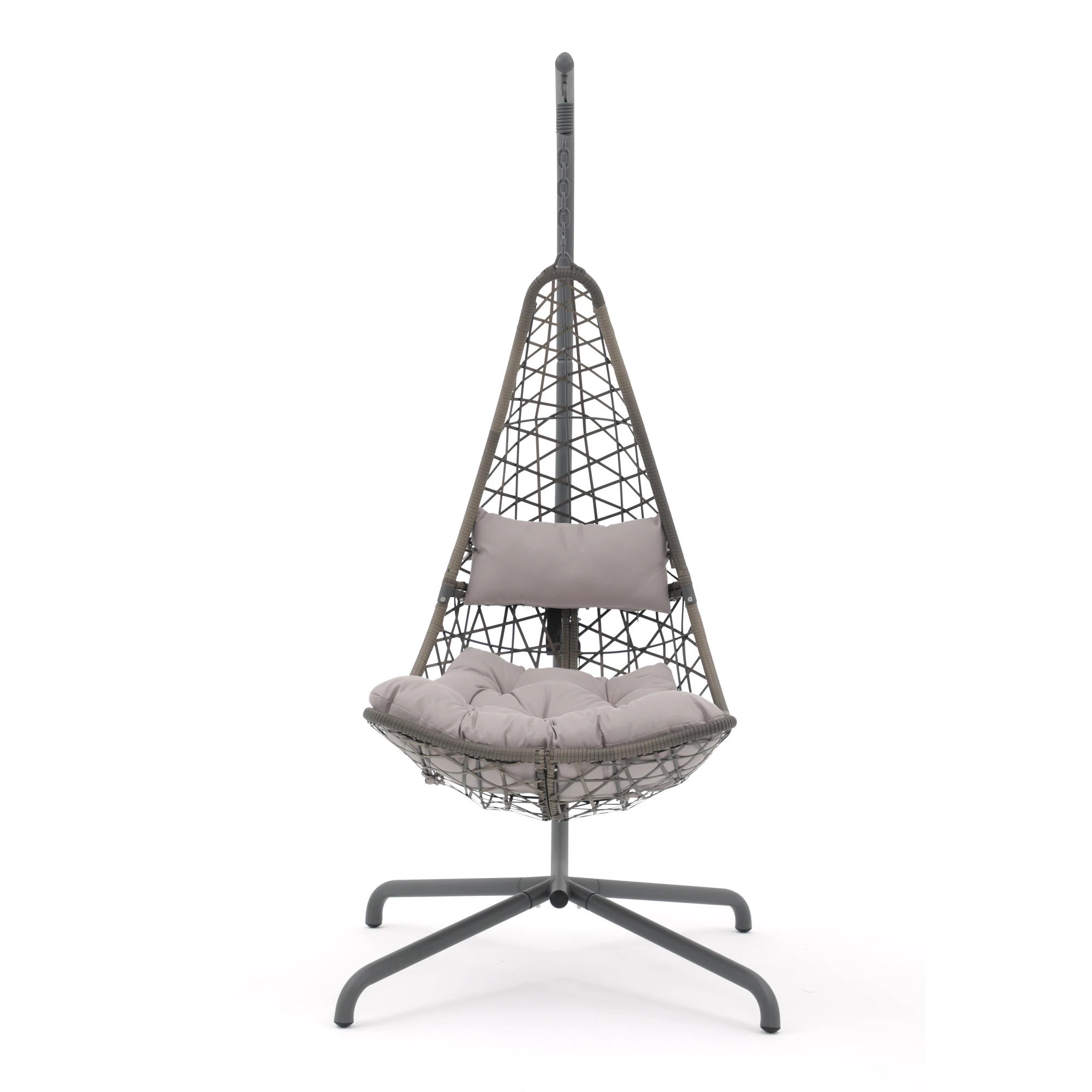

JARDINA Outdoor Swing Patio Wicker Hammock Hanging Egg Chair with Stand and Cushions