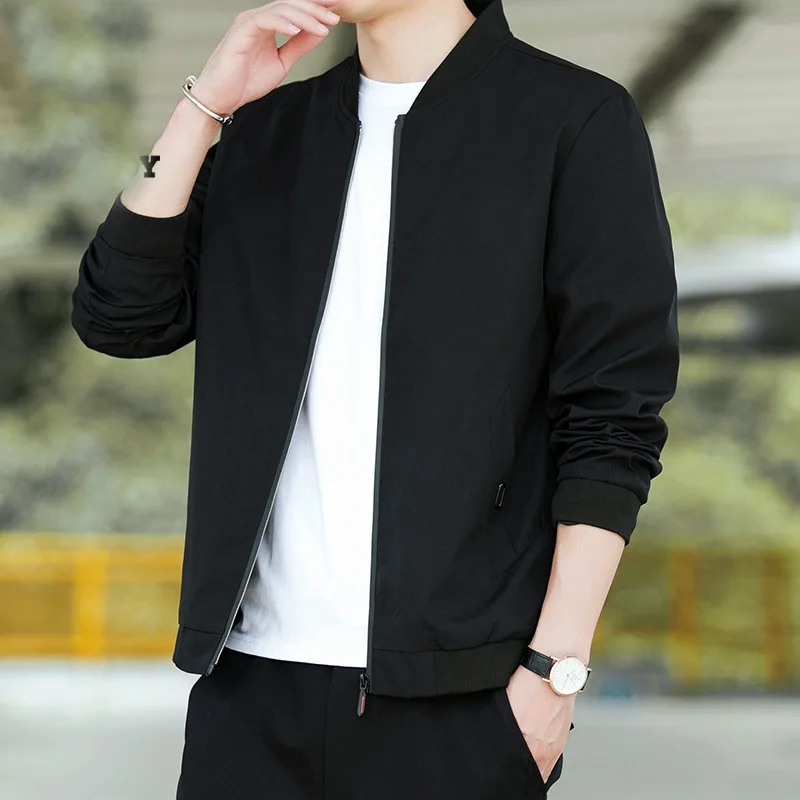 

Мужская куртка EBAIHUI корейской версии, новинка, повседневная мужская куртка с длинным рукавом, повседневный однотонный бейсбольный топ на весну и осень