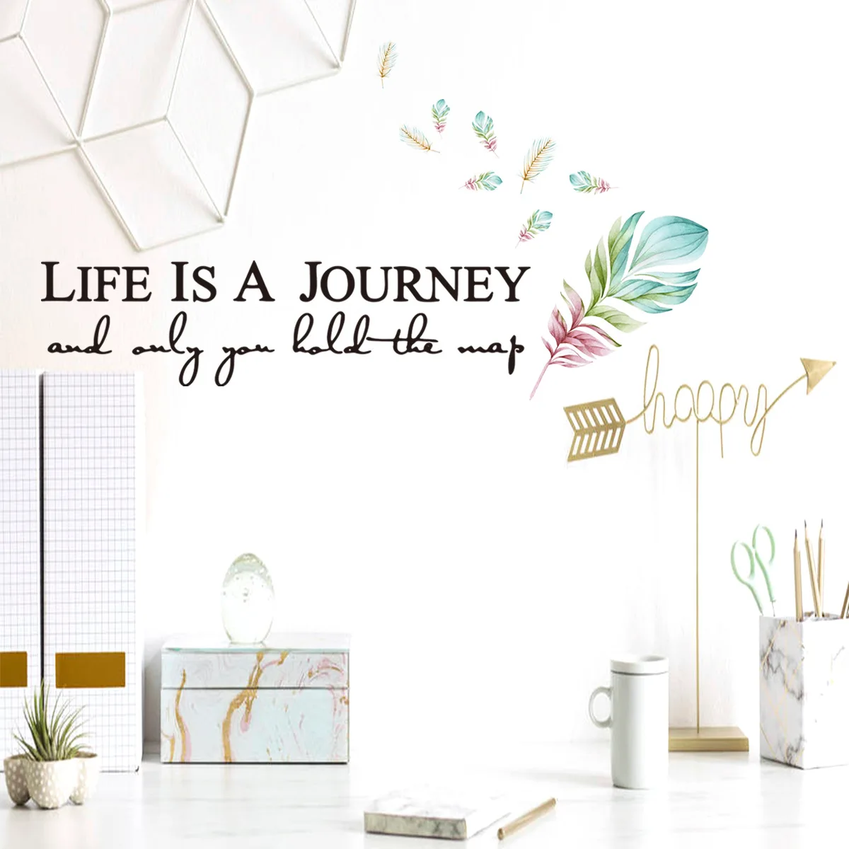 

New Exquisite Creative Feather Series Wall Stickers Self-adhesive Removable PVC Home Decor for Living Room Bedroom Restaurant