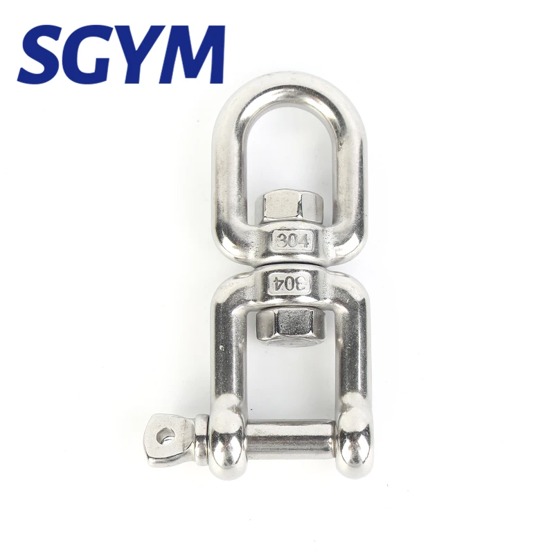 1pcs M12 M14 M16 M20 304 Stainless Steel Jaw Eye Swivel Anchor Chain Connector Double Shackle Swivel for Boat
