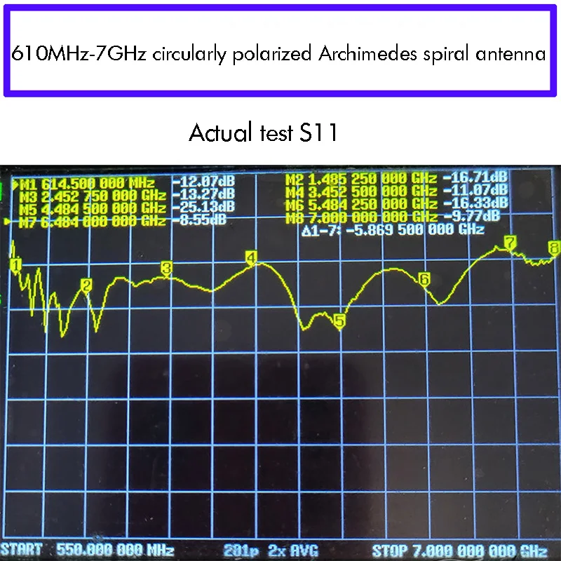 아르키메데스 나선형 UWB 초광대역 안테나 0.6-7GHz 무선 통신용 좌우 원형 편파