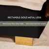 Bed Frame and 65" Headboard, Upholstered bed with Golden Plating Trim, Modern Platform Bed No Box Spring Needed, 6