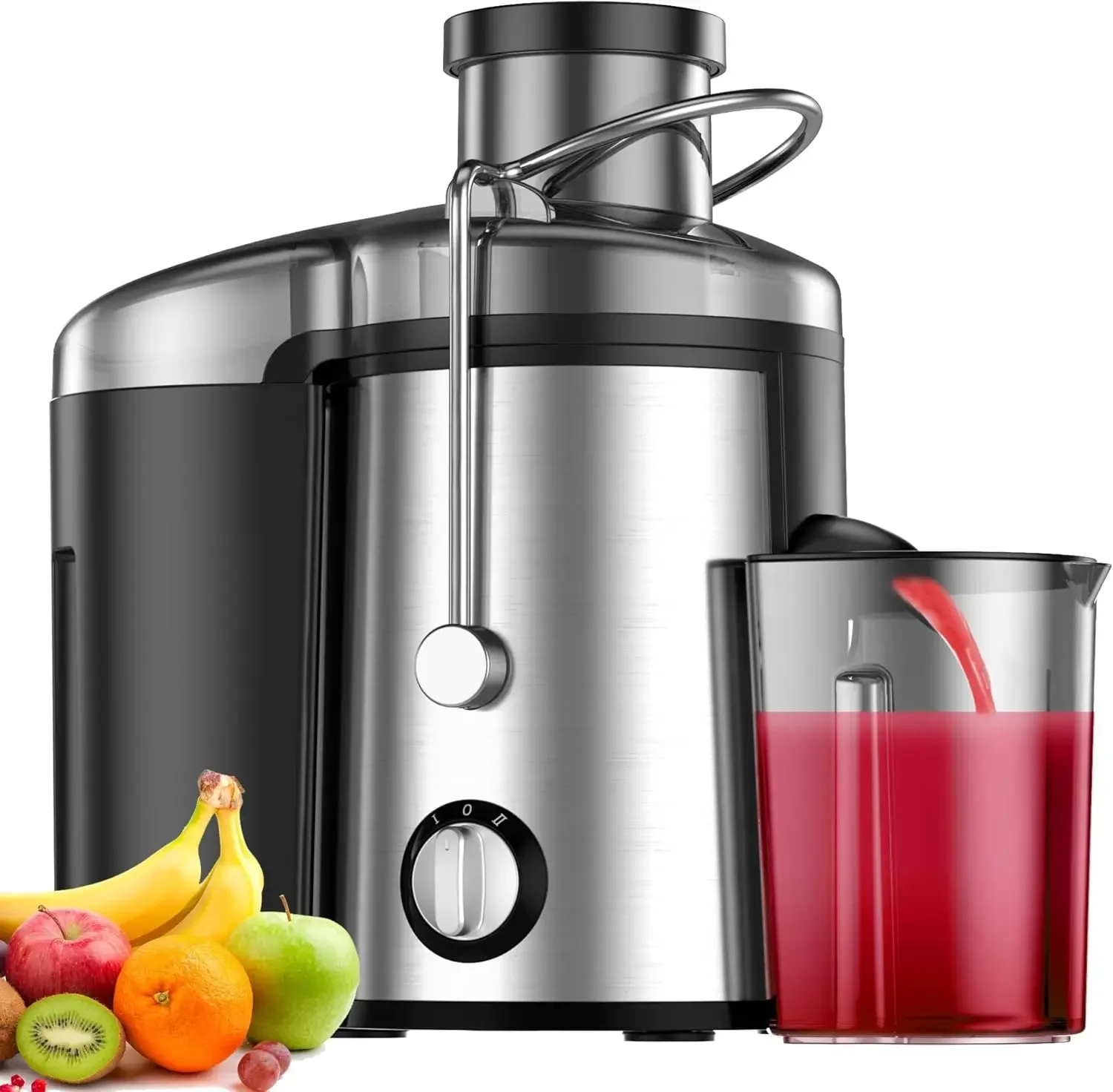 

Powerful 600W Juicer Machine with 3 Inch Wide Chute for Whole Fruits - High Yield, Efficient Juice Extractor with 3 Speeds - Eas