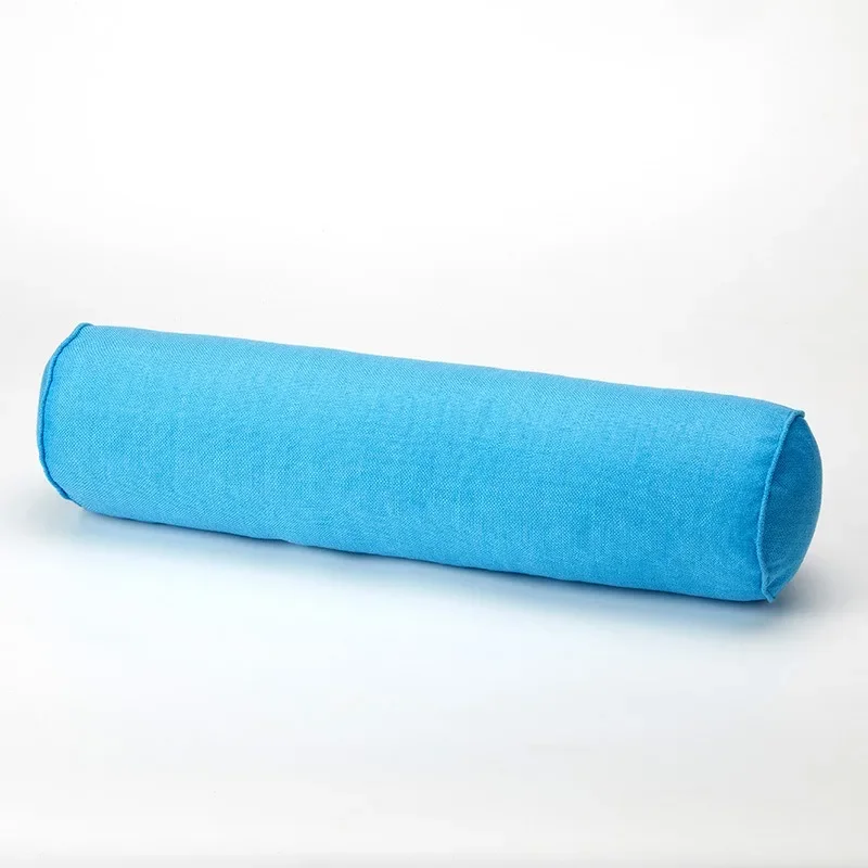 Solid Color Cotton and Linen Cylindrical Lumbar Backrest Office Sofa Headboard Cushion Removable and Washable Candy Pillow