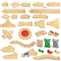 Wooden Tracks Railway Toys Beech Wooden Train Track Rail Bridge Pier Parts Fit Biro All Brand Track Educational Toy for Children 1