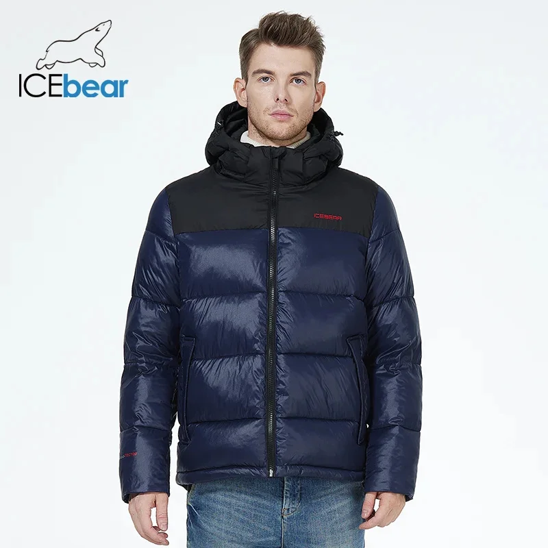 ICEbear 2023 New men's short casual winter parkas sporty windproof cotton jackets with removable hat poffer coat MWD22976I