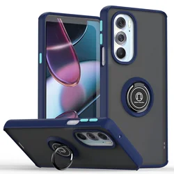 Universal Phone Case with Ring Bracket - Durable Protection and Enhanced Grip for Moto Edge 20 Lite (Blue)
